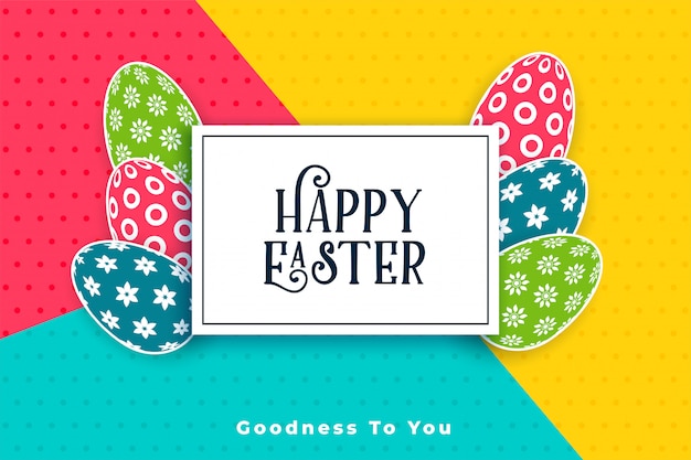 Free vector colorful happy easter festival card with eggs