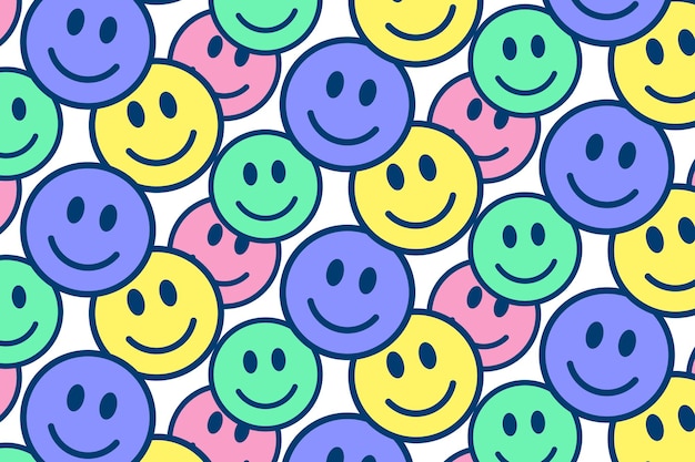 Colorful happy emoji pattern design