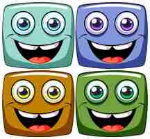 Free vector colorful happy faces vector set