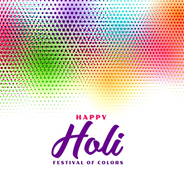 Colorful happy holi halftone style card