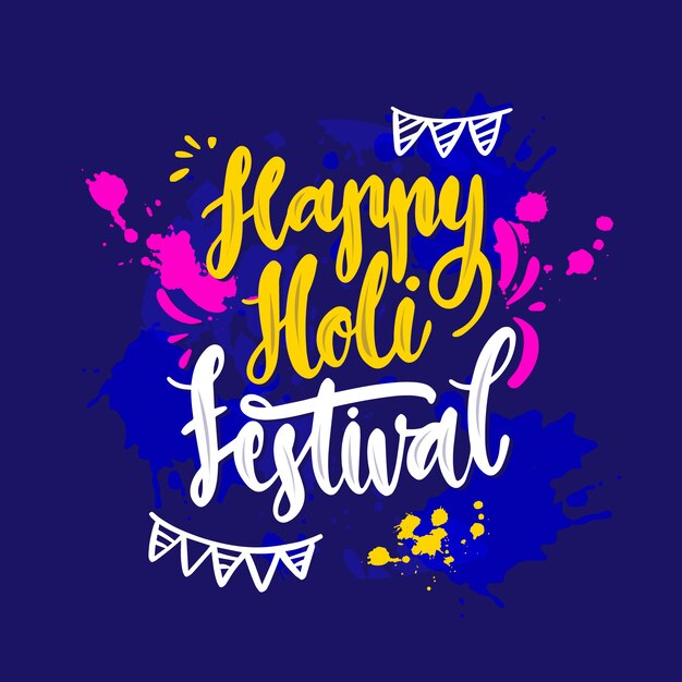 Colorful happy holi lettering