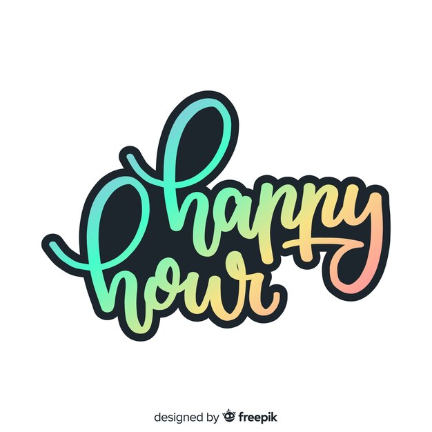 Colorful happy hour lettering