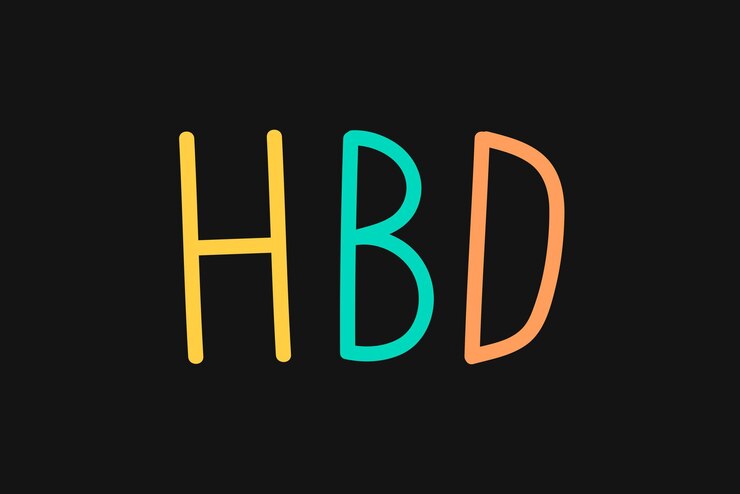Free Vector colorful hbd typography on a black background vector