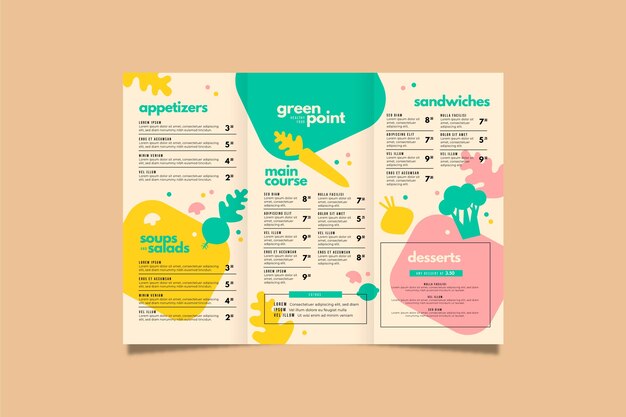 colorful healthy food restaurant menu template