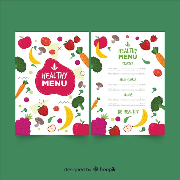 Modello di menu sano colorato