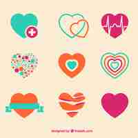 Free vector colorful heart icons