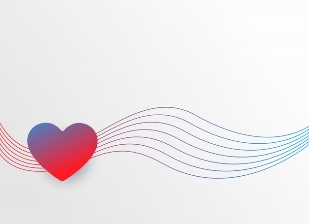 colorful heart with wavy lines valentine's day background