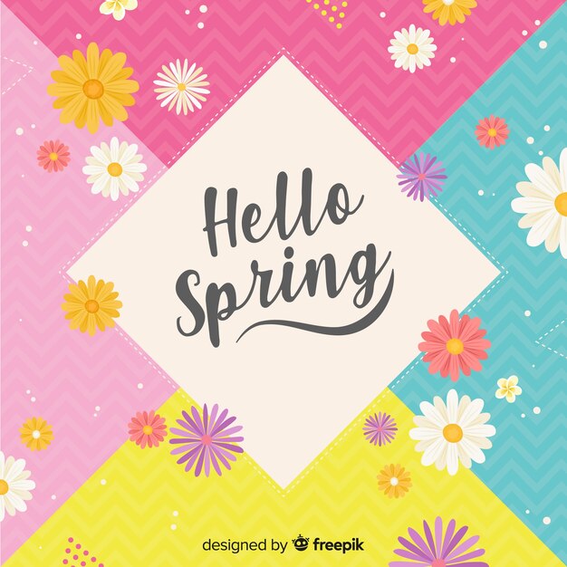 Colorful hello spring background