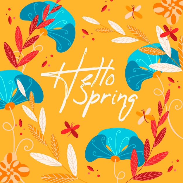 Free vector colorful hello spring background