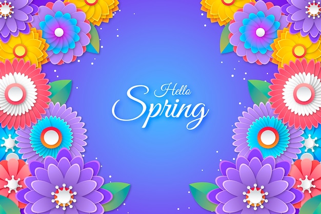 Красочные Привет весна надписи на бумаге стиль фона