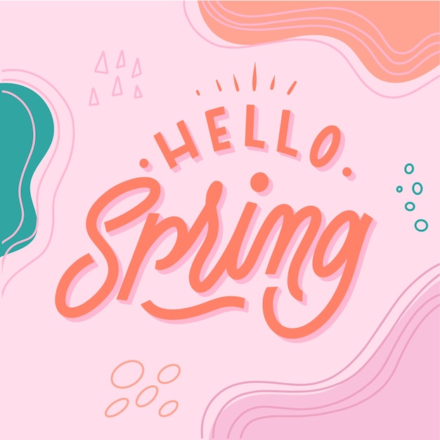 Colorful hello spring lettering