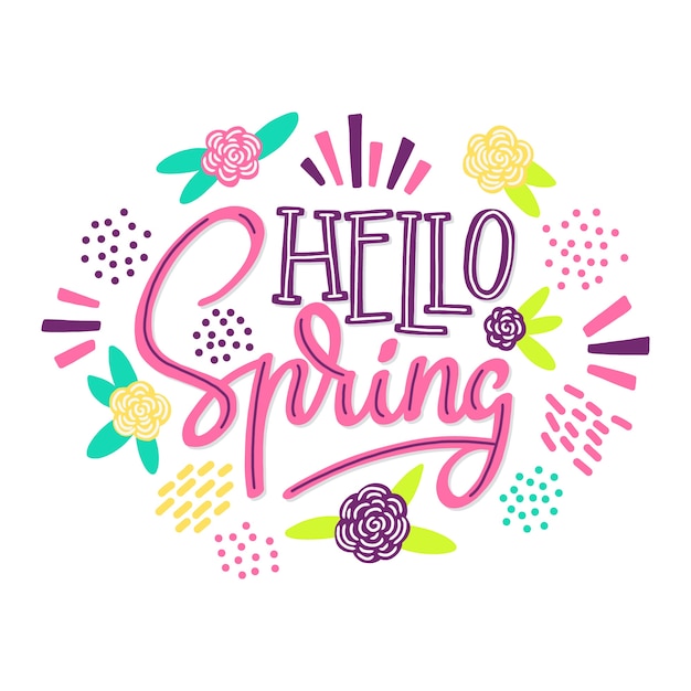 Free vector colorful hello spring lettering