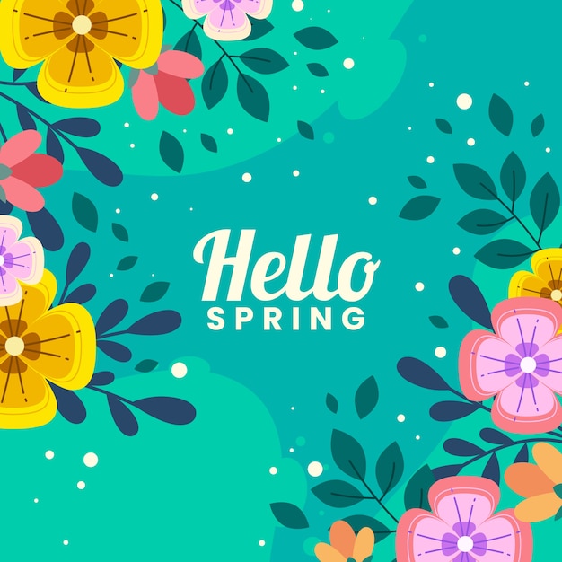 Free vector colorful hello spring