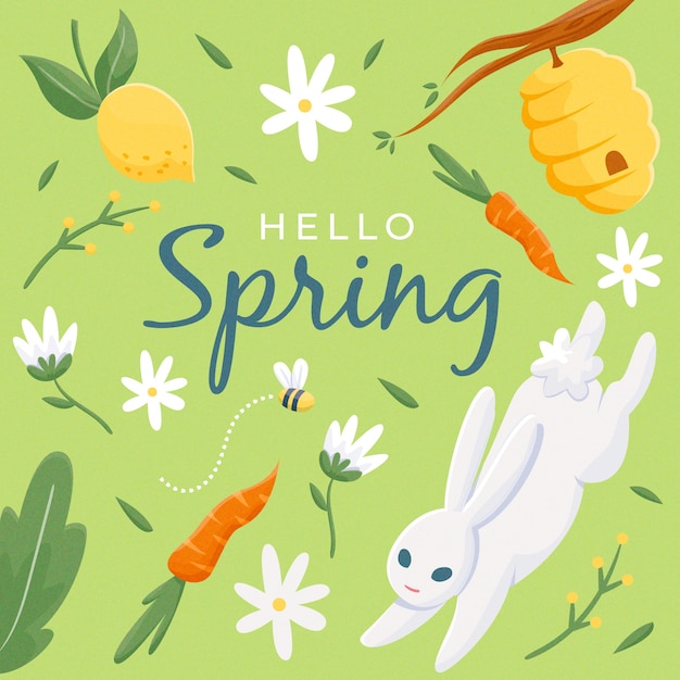 Free vector colorful hello spring