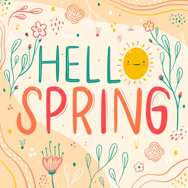 Colorful hello spring