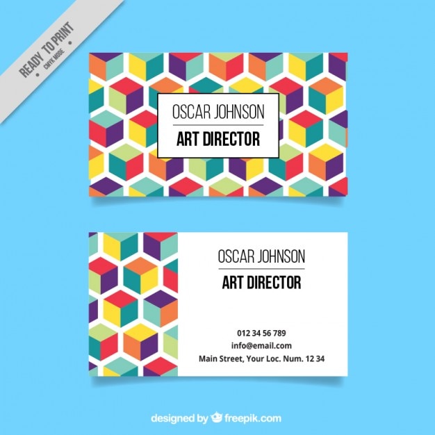 Free vector colorful hexagonal corporative card