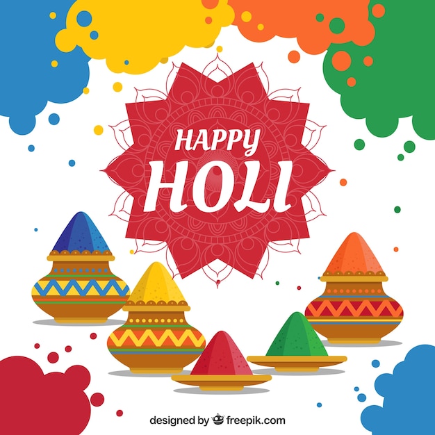 Colorful holi background in flat style