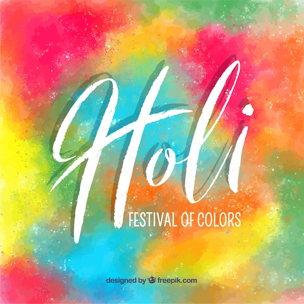 Free vector colorful holi festival background in watercolor style