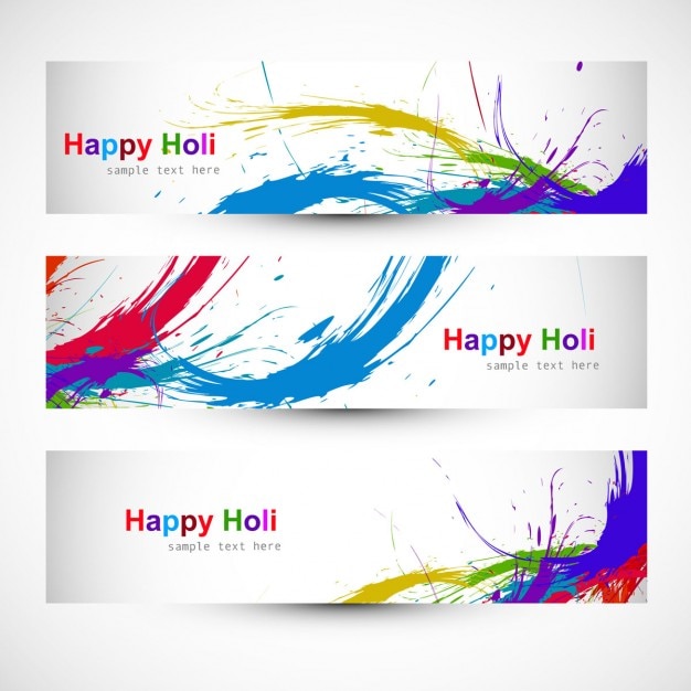 Free vector colorful holi festival headers