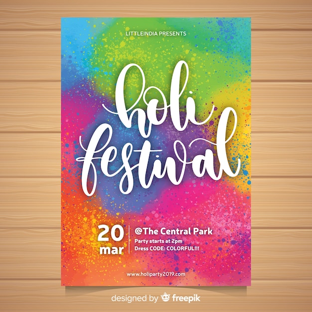 Free vector colorful holi festival party poster