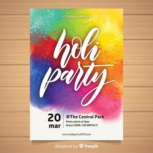 Free vector colorful holi festival party poster