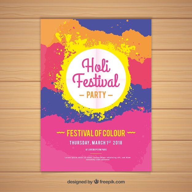 Free vector colorful holi festival poster template