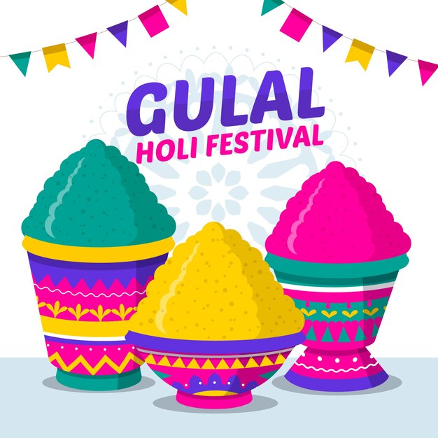 Colorful holi gulal in flat design