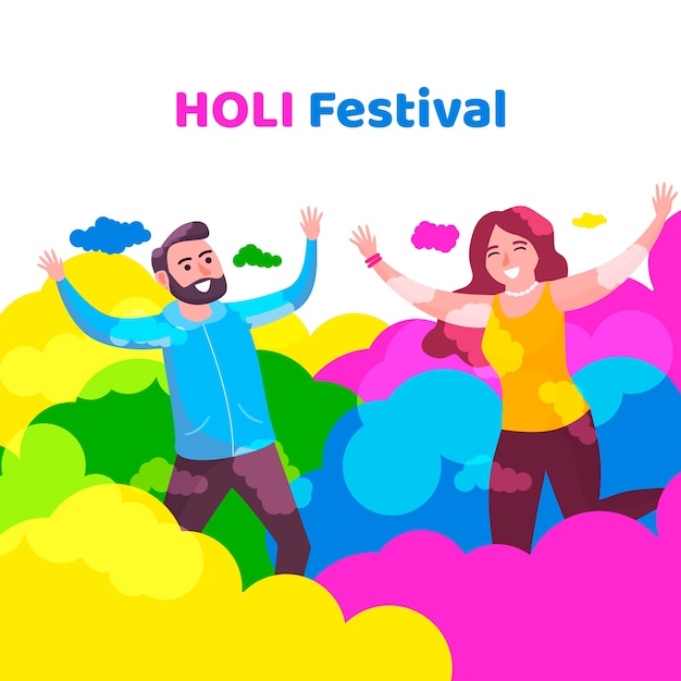 Free vector colorful holi gulal in flat design