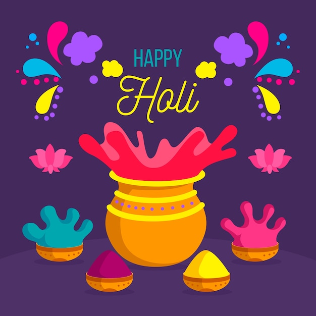 Colorful holi gulal in flat design