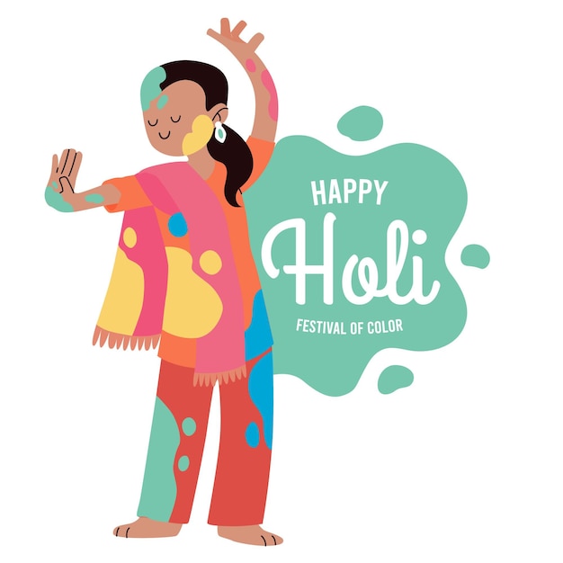 Illustrazione colorata di holi gulal