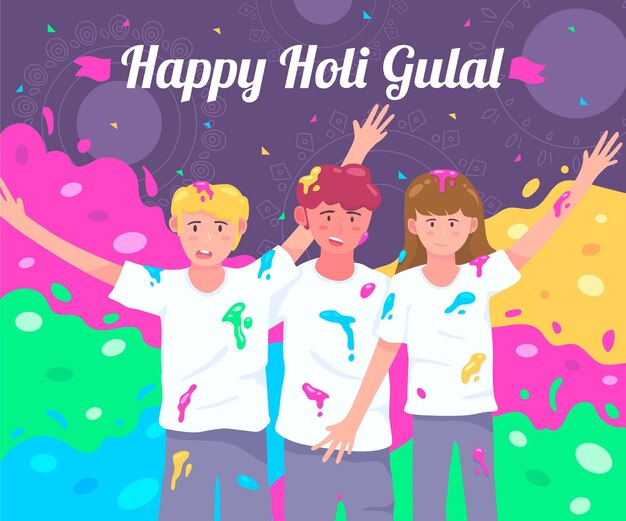 Free vector colorful holi gulal illustration