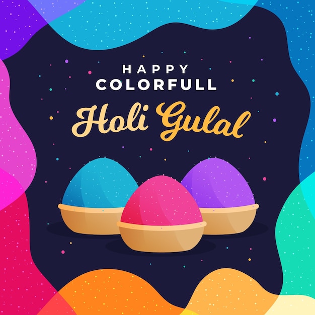 Illustrazione colorata di holi gulal