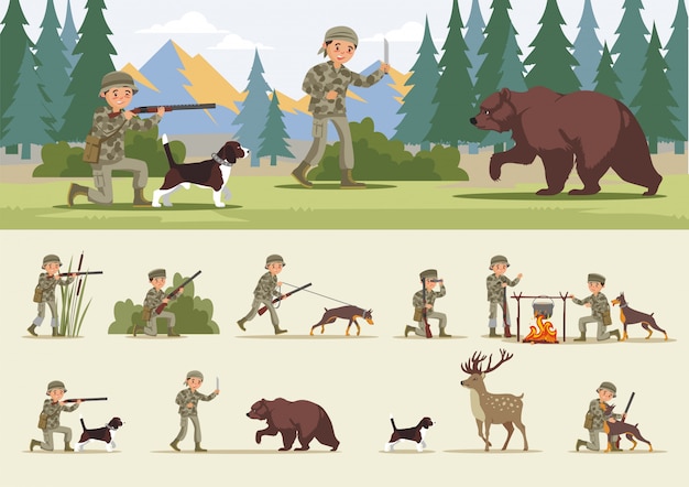 Бесплатное векторное изображение Красочная концепция охоты