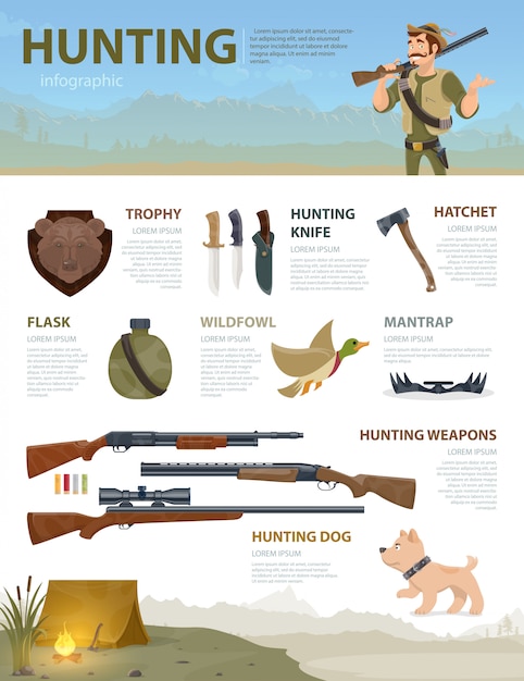 Colorful hunting infographic concept