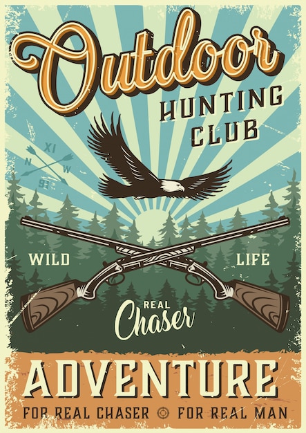 Free vector colorful hunting poster