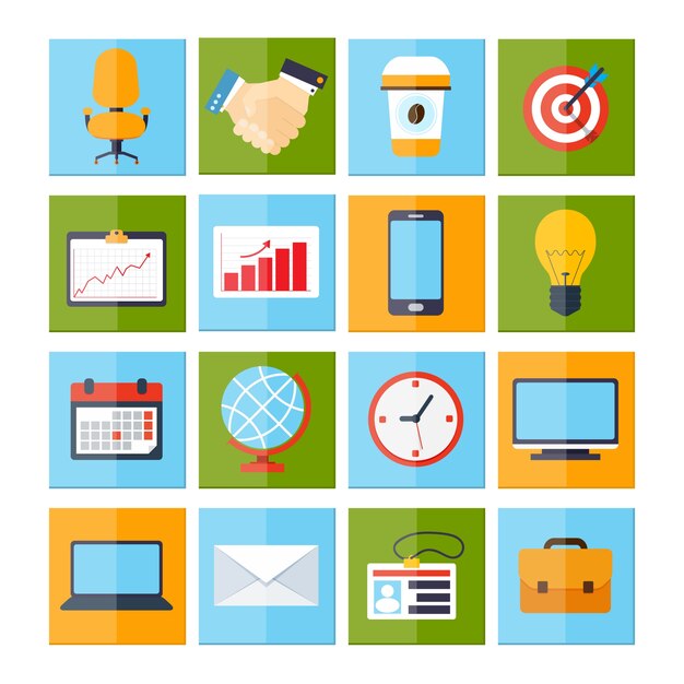 Colorful icons about business