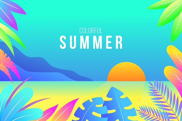 Colorful illustrated summer wallpaper