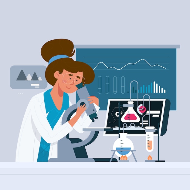 Free vector colorful illustration of a female scientist