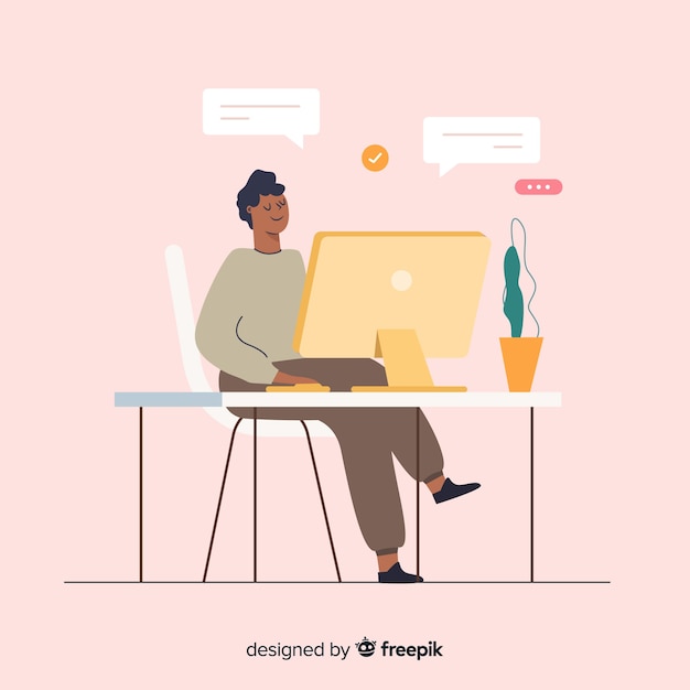 Free vector colorful illustration of programmer doing his job