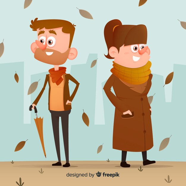 Colorful illustration with autumn clothes