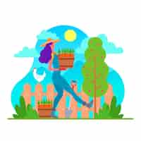 Free vector colorful illustration with farming design