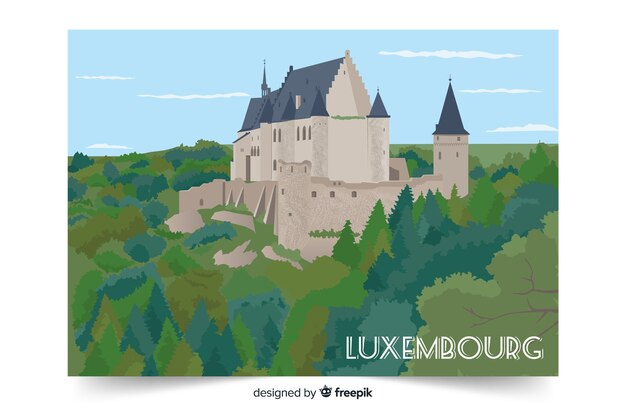 colorful illustration with luxembourg palace