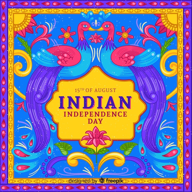Free vector colorful independence day of india background