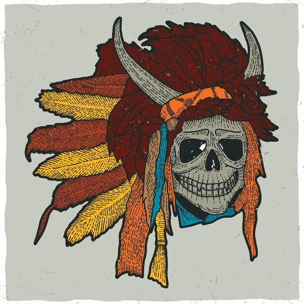 Colorful Indian Skull Mask illustration