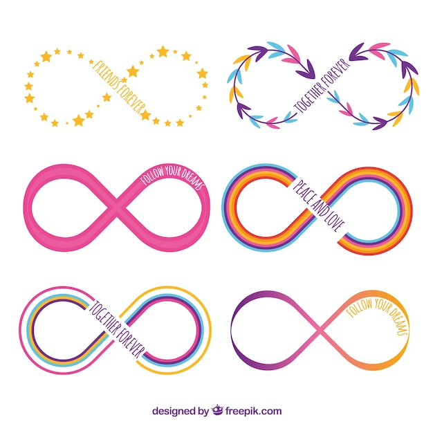 Free vector colorful infinity symbol collection with flat design