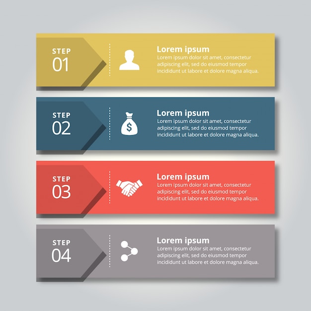 Free vector colorful infographic banners with steps