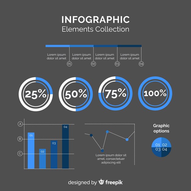 평면 디자인으로 다채로운 infographic 요소 컬렉션