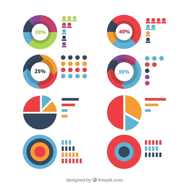 Vettore gratuito raccolta di elementi infographic colorato in stile piano