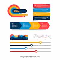 Free vector colorful infographic elements collection in flat style