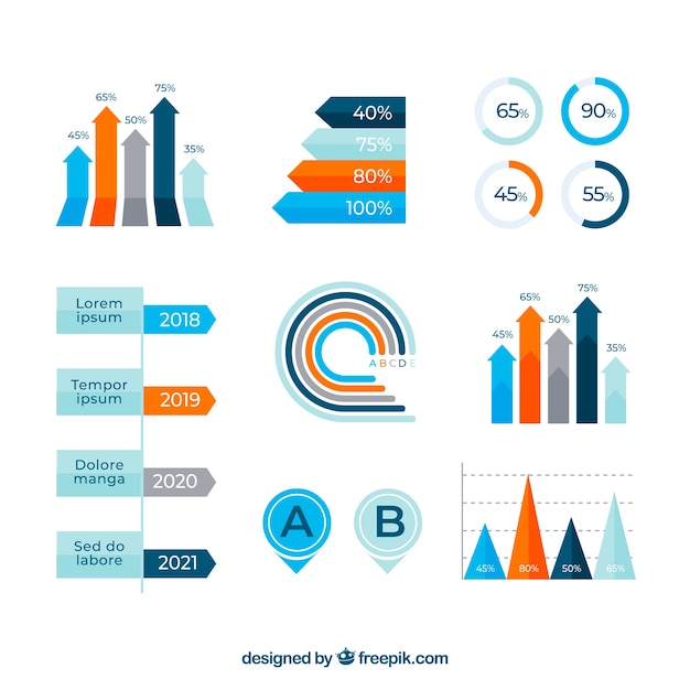 Коллекция красочных инфографических элементов в плоском стиле